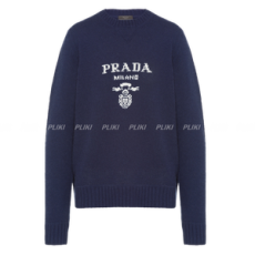 프라다 울 캐시미어 크루넥 스웨터 네이비