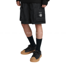 디올 & 스톤 아일랜드 블랙 코튼 블렌드 새틴 버뮤다 쇼츠