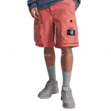 디올 & 스톤 아일랜드 레드 코튼 블렌드 새틴 버뮤다 쇼츠