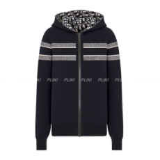 디올 블루 오블리크 테크니컬 캐시미어 리버서블 후드 지퍼 가디건