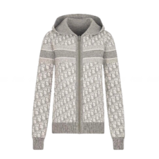 디올 그레이 오블리크 테크니컬 캐시미어 리버서블 후드 지퍼 가디건