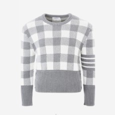 톰브라운 100%울 체크스웨터