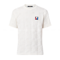 루이비통 자카드 코튼 반소매 크루넥 셔츠