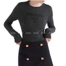 프라다 슈퍼파인 울 크루넥 스웨터 그레이