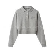 미우미우 코튼 플리스 폴로 셔츠