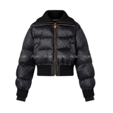 크롭 모노그램 푸퍼 자켓 블랙