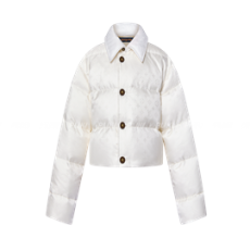 루이비통 크롭드 모노그램 푸퍼 재킷 화이트