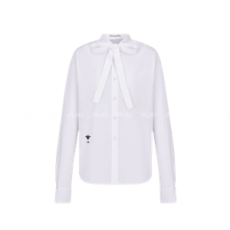 디올 화이트 코튼 포플린 애스콧 블라우스