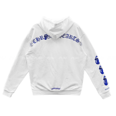 크롬하츠 롤링스톤즈 스크립트 블루 로고 집업 후드