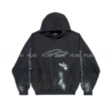 발렌시아가 3B 스텐실 미디엄 핏 후디 블랙