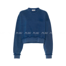 미우미우 로고 패치 코튼 스웨트셔츠