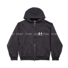 발렌시아가 x 언더아머 레귤러 핏 집업 후드 블랙 화이트