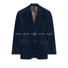 벨루티 누벅 레더 블레이저 블루