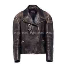 프라다 페이디드 가죽 바이커 재킷