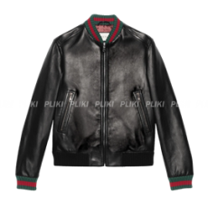 구찌 레더 자켓 웹 블랙 레더