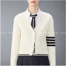 톰브라운 메리노 울 4-바 크롭 카디건