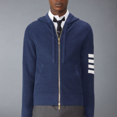 톰브라운 리넨 코튼 4-바 릴렉스 핏 집업 후디