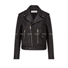 디올 블랙 염소 가죽 바이커 재킷