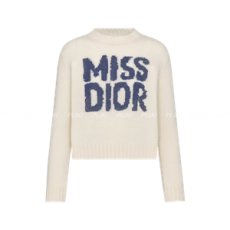 디올 블루 Miss Dior 그래피티 모티브 에크루 캐시미어 실크 니트