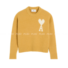 아미 오프 화이트 아미 드 꾀흐 크루 넥 스웨터 머스타드