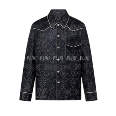 루이비통 프린티드 롱 슬리브 실크 파자마 오버셔츠