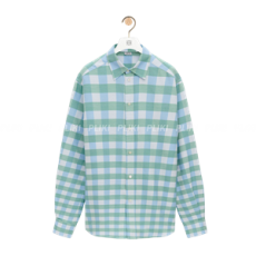 로에베 체크 코튼 셔츠 블루