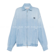 미우미우 샴브레이 블루종 재킷 데님 오버사이즈