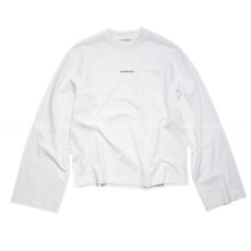 아크네 스튜디오 로고 롱 슬리브 티셔츠 화이트