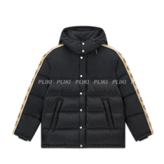 구찌 GG 자카드 나일론 패딩 코트 블랙