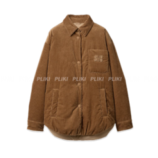 미우미우 중량 코듀로이 다운 재킷 브라운