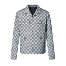 루이비통 다미에 오픈 칼라 코튼 오버셔츠