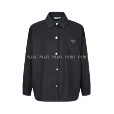 프라다 삼각로고 포켓 카반 캐시고라 자켓 블랙