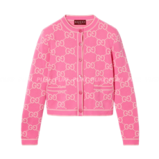 구찌 GG 코튼 자카드 가디건 핑크