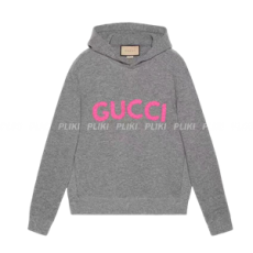 구찌 로고 자수 울 후디