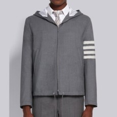 톰브라운 플레인 위브 울 수팅 4-바 후드 골프 자켓