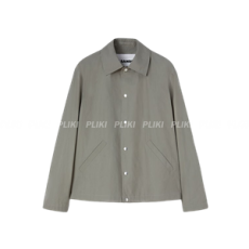 질 샌더 로고 재킷 슬레이트 그린