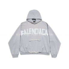 발렌시아가 남성 뉴 테이프 타입 후디 그레이 & 실버