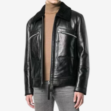 톰포드 세미 글로시 레더 무스탕 자켓