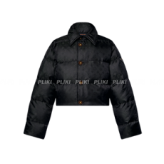 루이비통 크롭드 모노그램 푸퍼 재킷 블랙