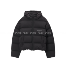 알렉산더 왕 페더 & 다운 크롭 채널 후디 블랙