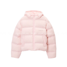 알렉산더 왕 페더 & 다운 크롭 채널 후디 핑크