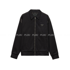 프라다 스테인 트림 저지 텍스쳐 재킷