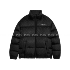 셀린느 트리옹프 나일론 자카드 다운 자켓 블랙