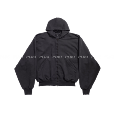 발렌시아가 남성 Agaicnelab 후디드 보머 블랙/오렌지