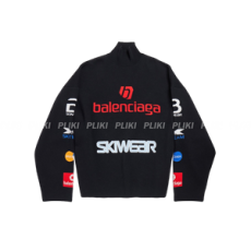 발렌시아가 남성 스키 롱 슬리브 터틀넥 블랙