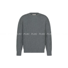 디올 오블리크 스웨터 그레이 코튼 블랜드 자카드