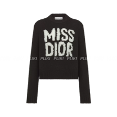 디올 화이트 Miss Dior Graffiti 모티브 블랙 캐시미어 실크 니트