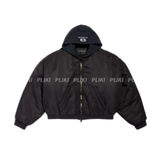 발렌시아가 후디드 보머 블랙