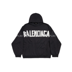 발렌시아가 뉴 테이프 타입 오버사이즈 후디 블랙