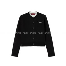 구찌 인타르시아 디테일의 울 자카드 가디건